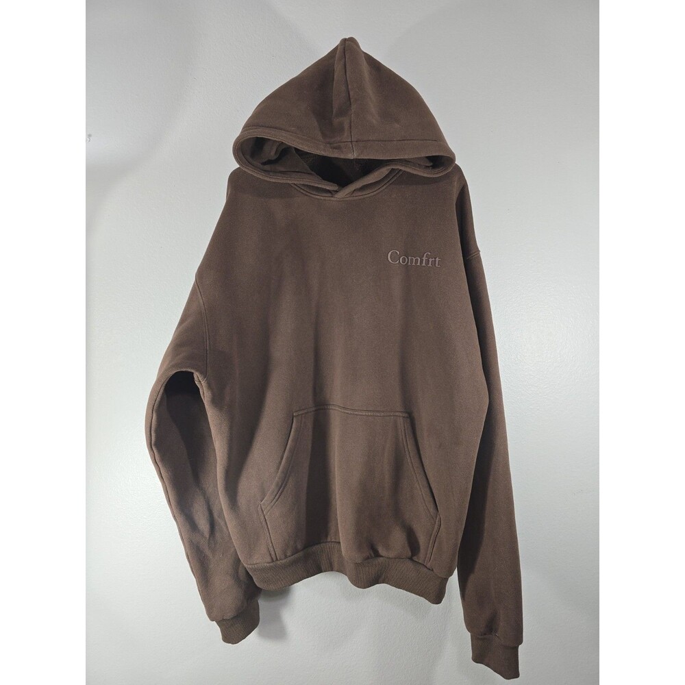 Comfrt Signature Hoodie Unisex Size Large Chocolate Brown Minimalist BB